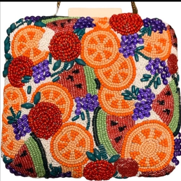 Beaded Fiesta Fruit Slices Crossbody Clutch Bag - Picture 13 of 13